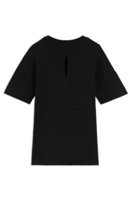 Kids' logo-artwork T-shirt dress in cotton, Black