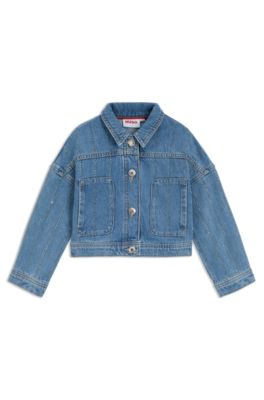 Kids' stud-stripe jacket in blue denim, Patterned