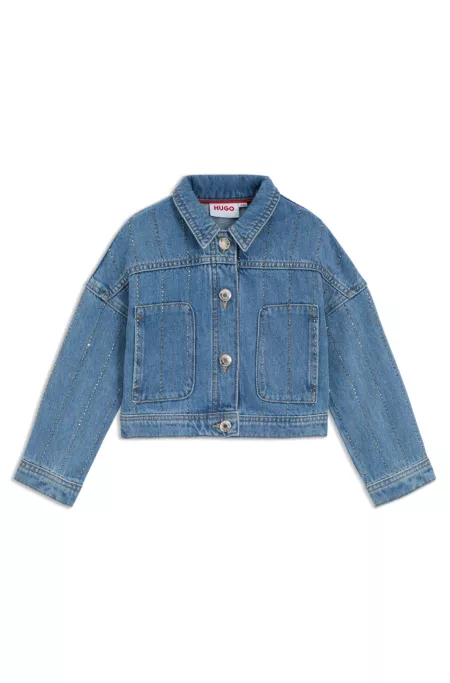 Kids' stud-stripe jacket in blue denim