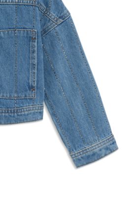 Kids' stud-stripe jacket in blue denim, Patterned