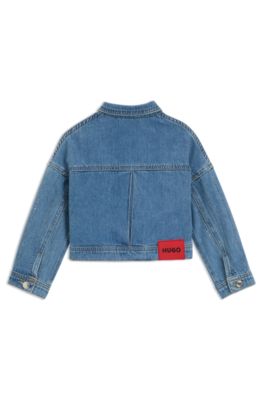 Kids' stud-stripe jacket in blue denim, Patterned