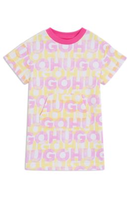 Kids' logo-print dress in a cotton blend, Pink