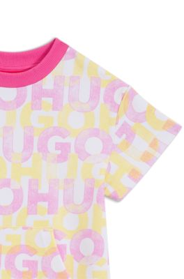 Vestido para ni&ntilde;as en felpa de rizo con logo estampado, Pink