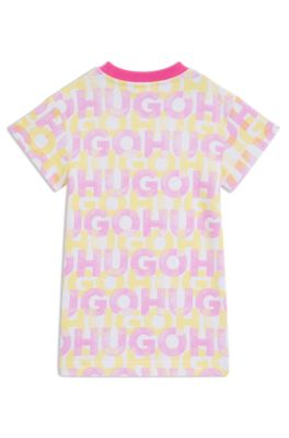 Vestido para ni&ntilde;as en felpa de rizo con logo estampado, Pink