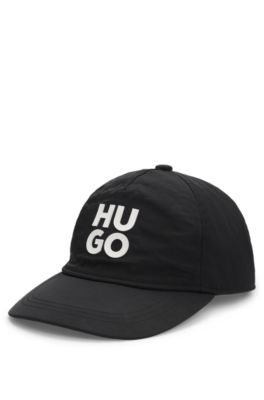 Kids' stacked-logo cap in crinkle fabric, Black