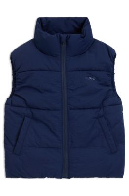 Kids' puffer gilet with logo print, Dark Blue