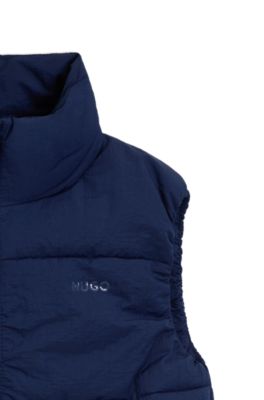 Kids' puffer gilet with logo print, Dark Blue