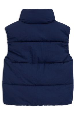 Kids' puffer gilet with logo print, Dark Blue