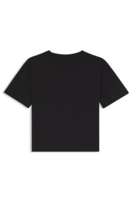 Camiseta para ni&ntilde;os en algod&oacute;n con logo estampado, Negro