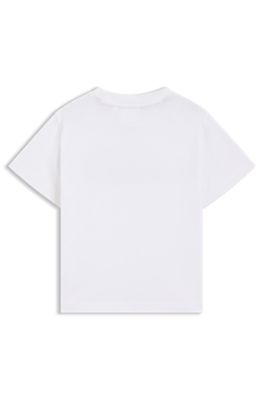Kids' split-logo T-shirt in cotton, White