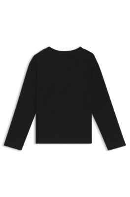 Kids' split-logo T-shirt in cotton, Black