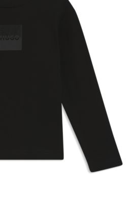 Kids' split-logo T-shirt in cotton, Black