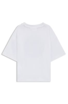 Kids' cotton T-shirt with boxing-themed artwork, White