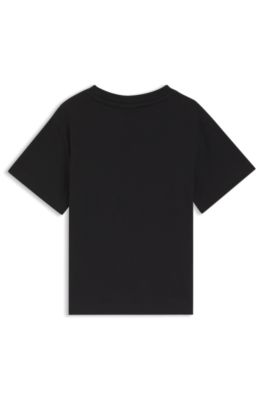 Kids' ripstop-pocket T-shirt in cotton, Black