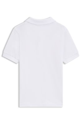 Kids' split-logo polo shirt in stretch cotton, White