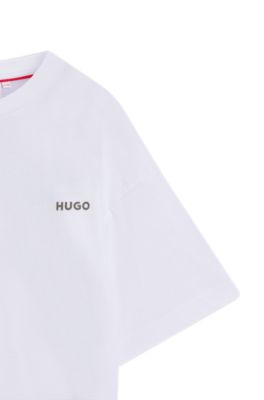 Kids' boxing-artwork T-shirt in cotton, White