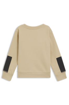 Kids' ripstop-trim sweatshirt in a cotton blend, Khaki