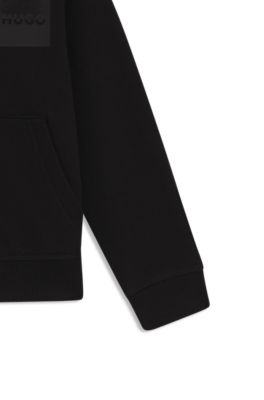 Kids' split-logo zip-up hoodie in a cotton blend, Black