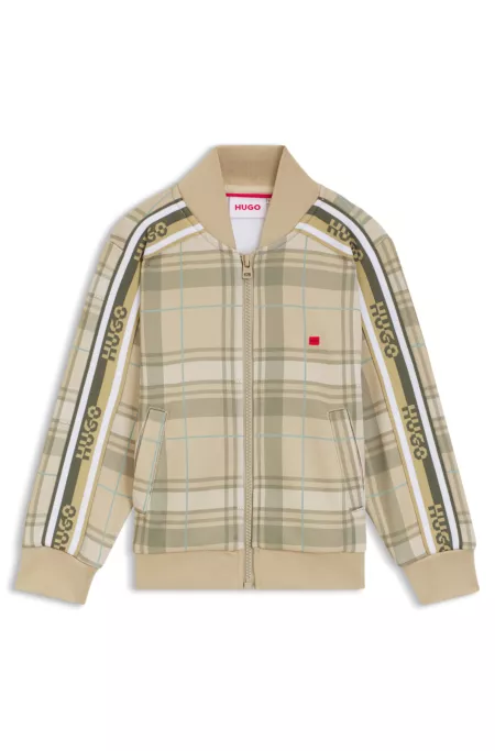 Kids' logo-label jacket with check