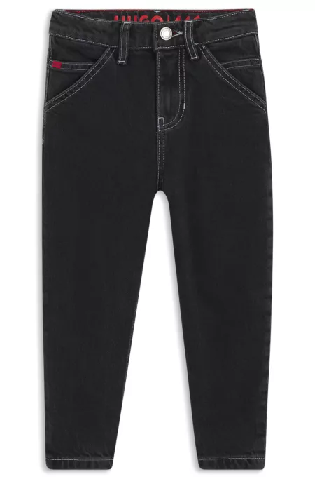 Kids' loose-fit jeans in black denim