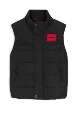 Kids' logo-print gilet with padding, Black