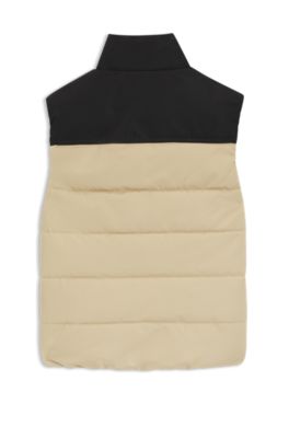Kids' logo-print gilet with padding, Khaki