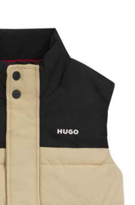 Kids' logo-print gilet with padding, Khaki
