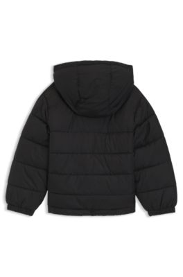 Kids' logo-badge jacket with water-repellent finish, Black