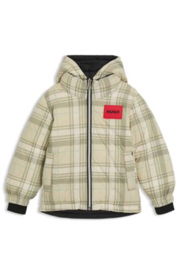 Kids' reversible jacket with logo badges, Beige