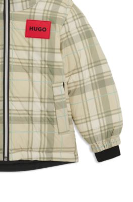 Kids' reversible jacket with logo badges, Beige