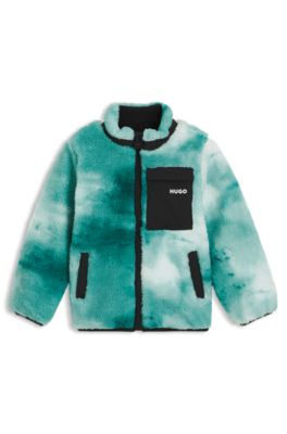 Kids' jacket in faux shearling, Blue