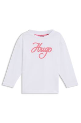 Kids' glitter-logo T-shirt in cotton, White