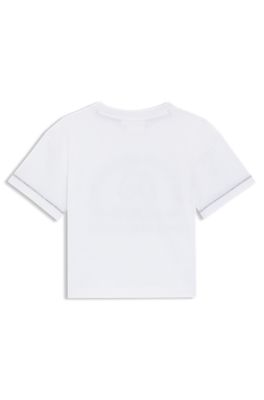 Kids' boxing-artwork T-shirt in cotton, White