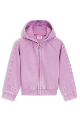 Kids' zip-up hoodie in cotton-blend fleece, Purple