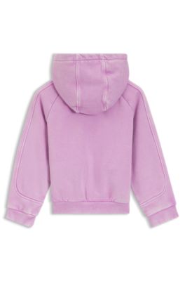 Kids' zip-up hoodie in cotton-blend fleece, Purple