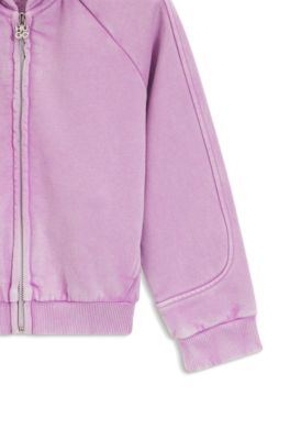 Kids' zip-up hoodie in cotton-blend fleece, Purple