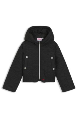 Kids' teddy jacket with elasticated hem, Black