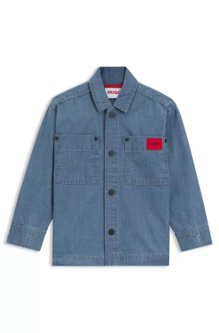 Kids' overshirt in blue cotton denim