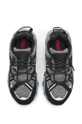 Kids' trainers with suede and faux leather, Black