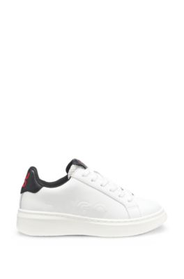 Kids' logo-detail trainers in leather, White