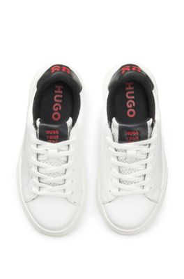 Kids' logo-detail trainers in leather, White