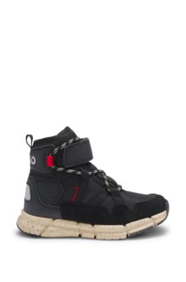 Kids' boots in suede and faux leather, Black