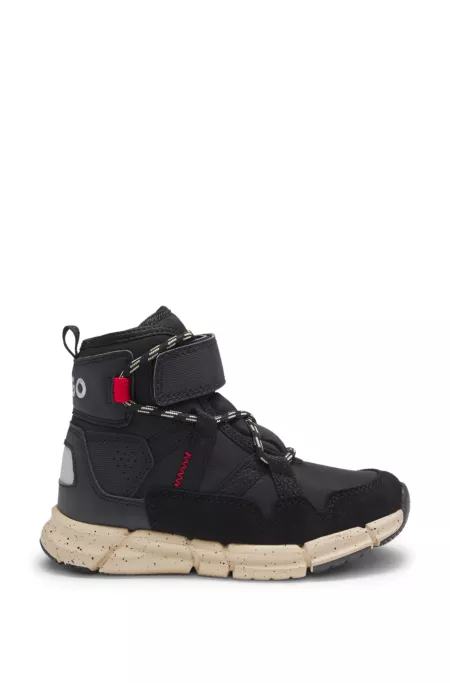 Kids' boots in suede and faux leather