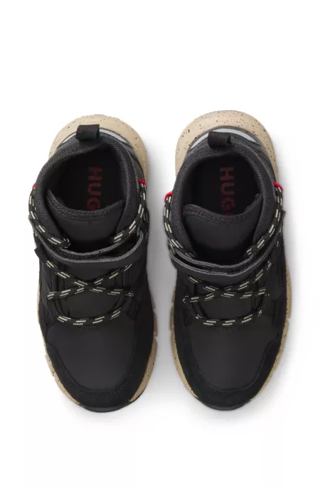Kids' boots in suede and faux leather