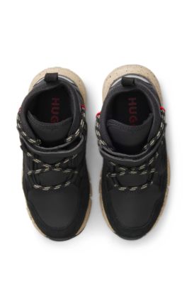 Kids' boots in suede and faux leather, Black