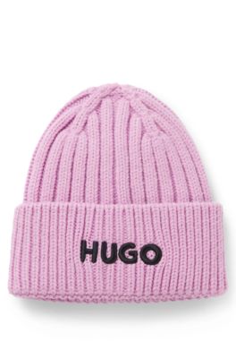 Kids' beanie hat with embroidered logo, Purple