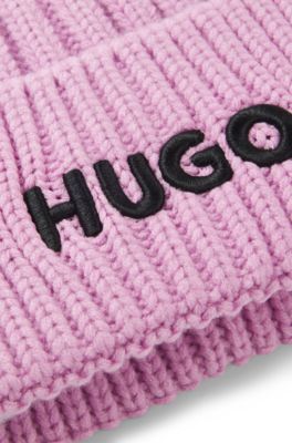 Kids' beanie hat with embroidered logo, Purple