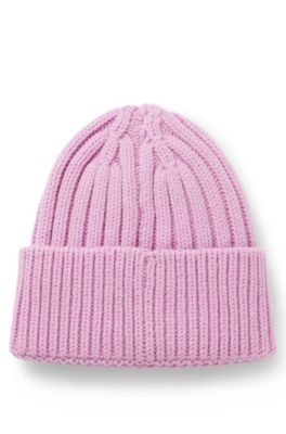 Kids' beanie hat with embroidered logo, Purple