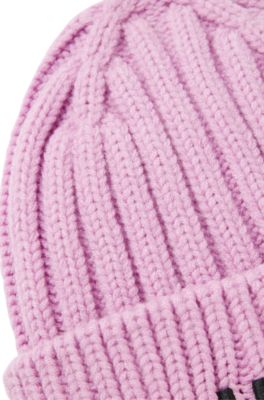 Kids' beanie hat with embroidered logo, Purple