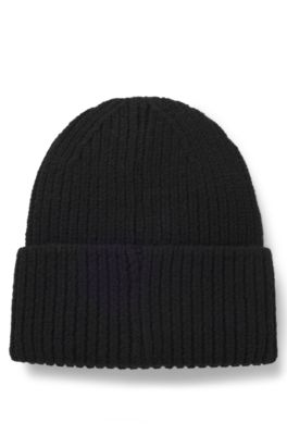 Kids' beanie hat with embroidered logo, Black